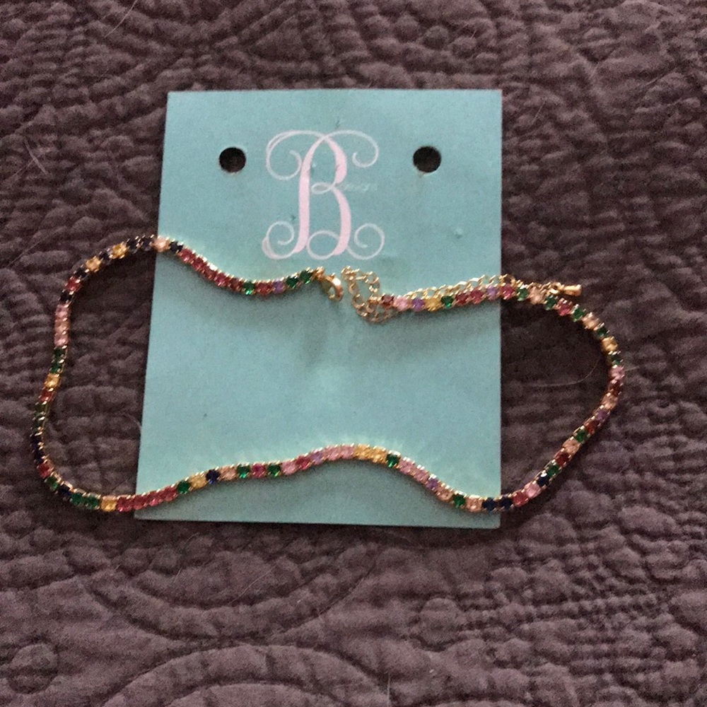 Jeweled choker (new) from clasp to clasp 16’